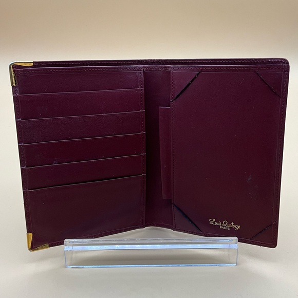 A Rare Louis Quatorze Burgundy Leather Credit Card ID Passport Holder Wallet - Picture 3 of 3